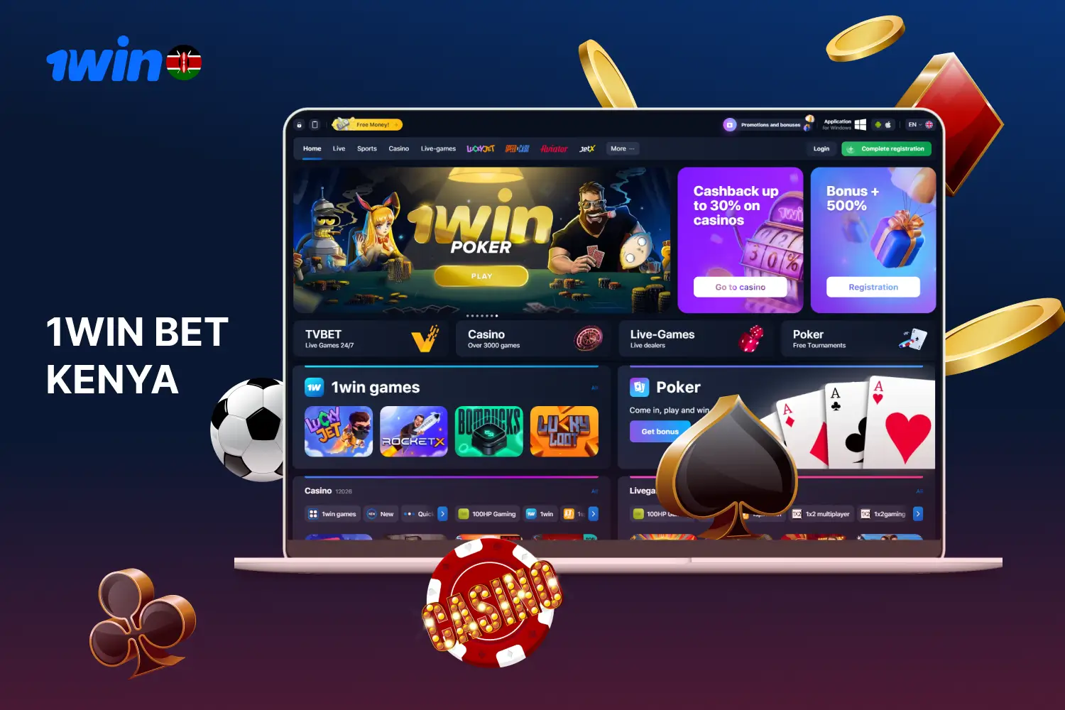 1win casino in Kenya offers online sports betting and hundreds of gambling activities to its users
