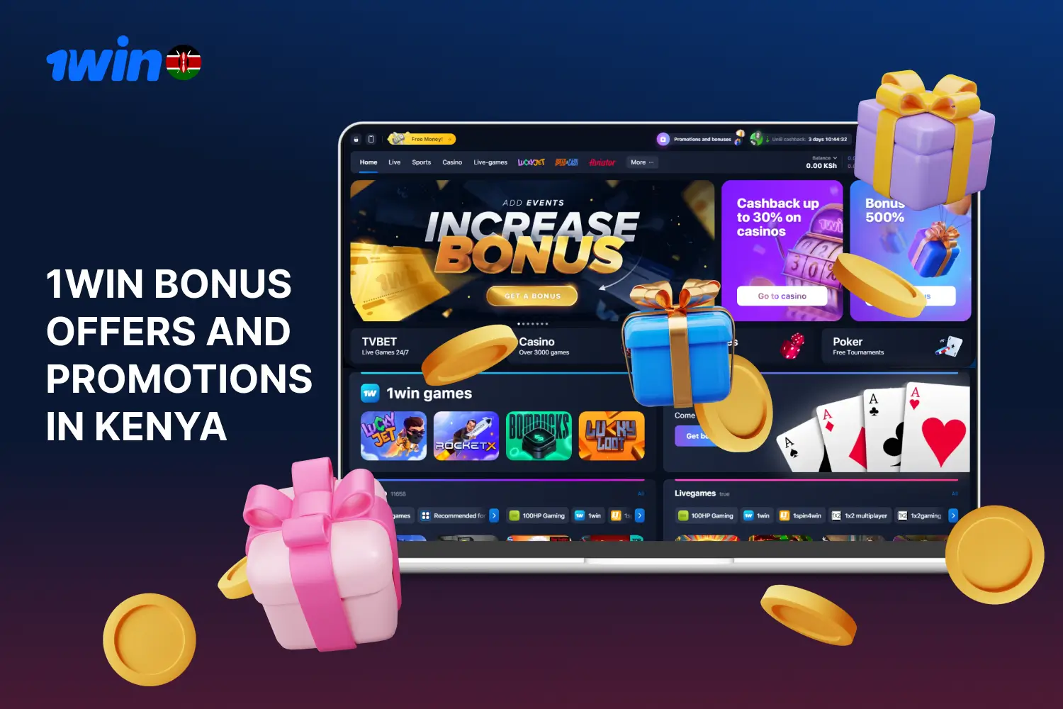 Players in Kenya can use of various 1win casino promotions and receive bonuses