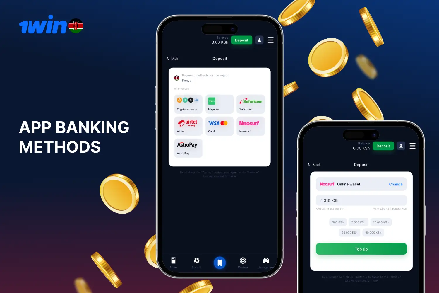 1win mobile app offers a variety of payment methods for deposits and withdrawals for Kenyan users