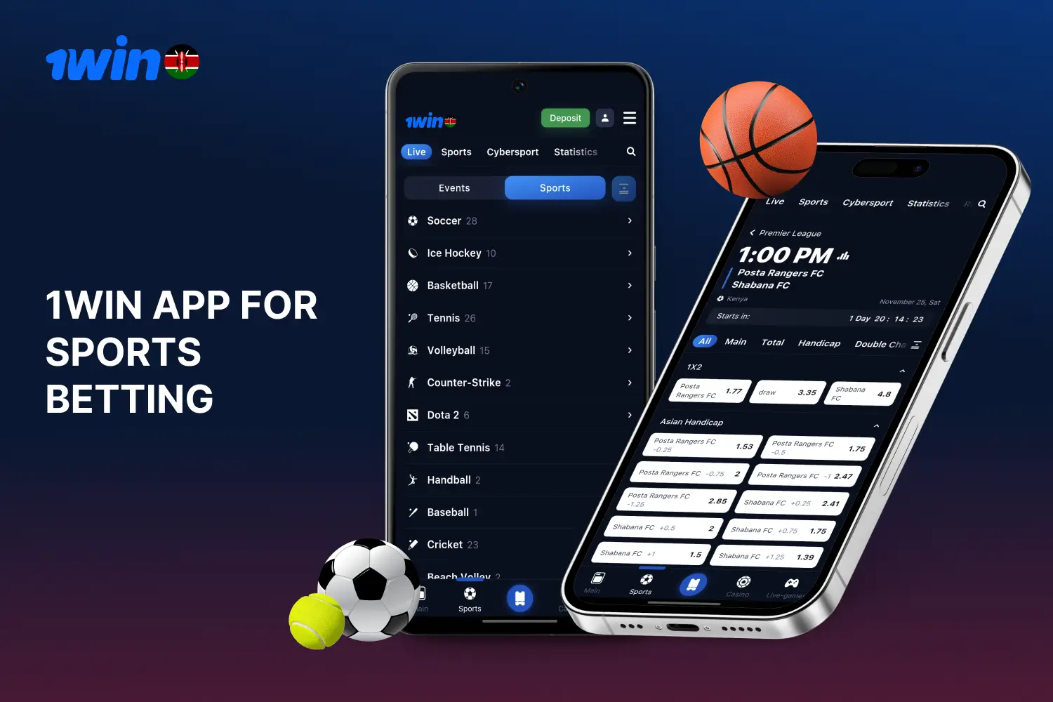 On the 1win mobile app, Kenyan bettors can bet on popular sports disciplines including cybersports