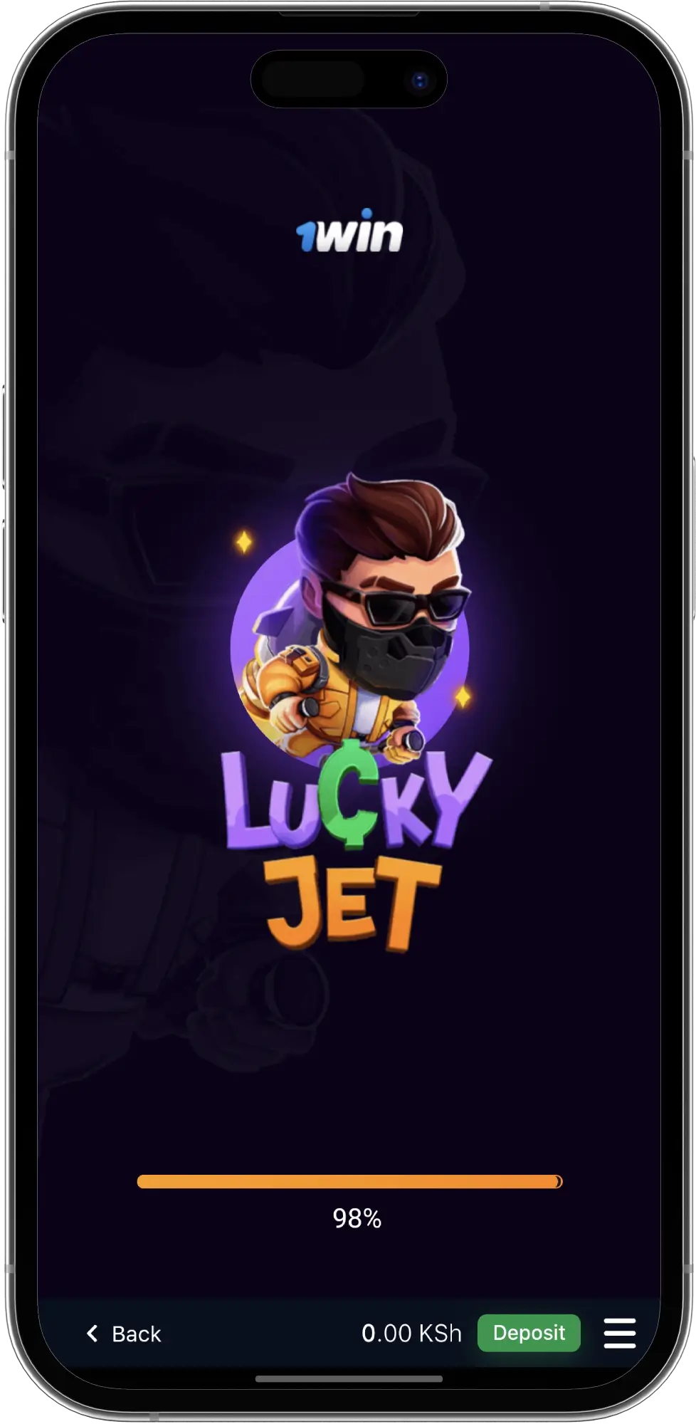 Lucky Jet players at 1win casino Kenya can see game loading progress