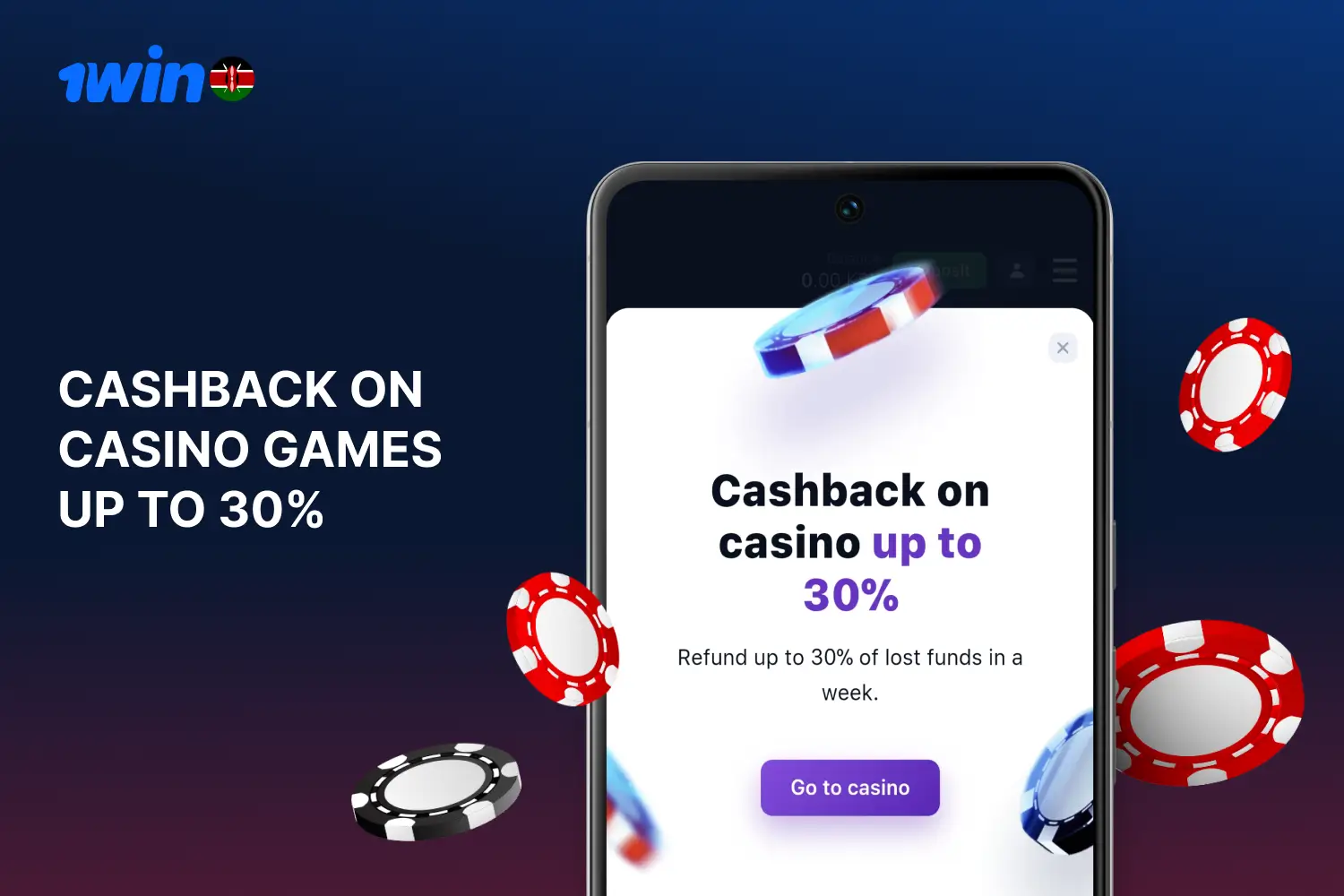 Kenyan players can get cashback on 1win casino games