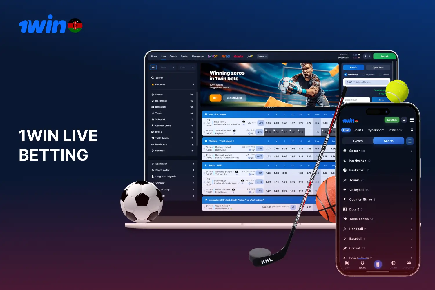 Real-time betting is offered by 1win to users from Kenya under the 1win live tab