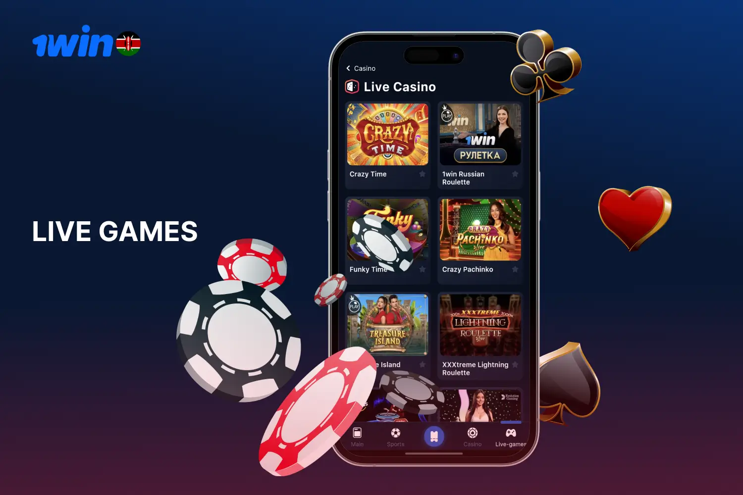 1win offers live dealer games to Kenyan users