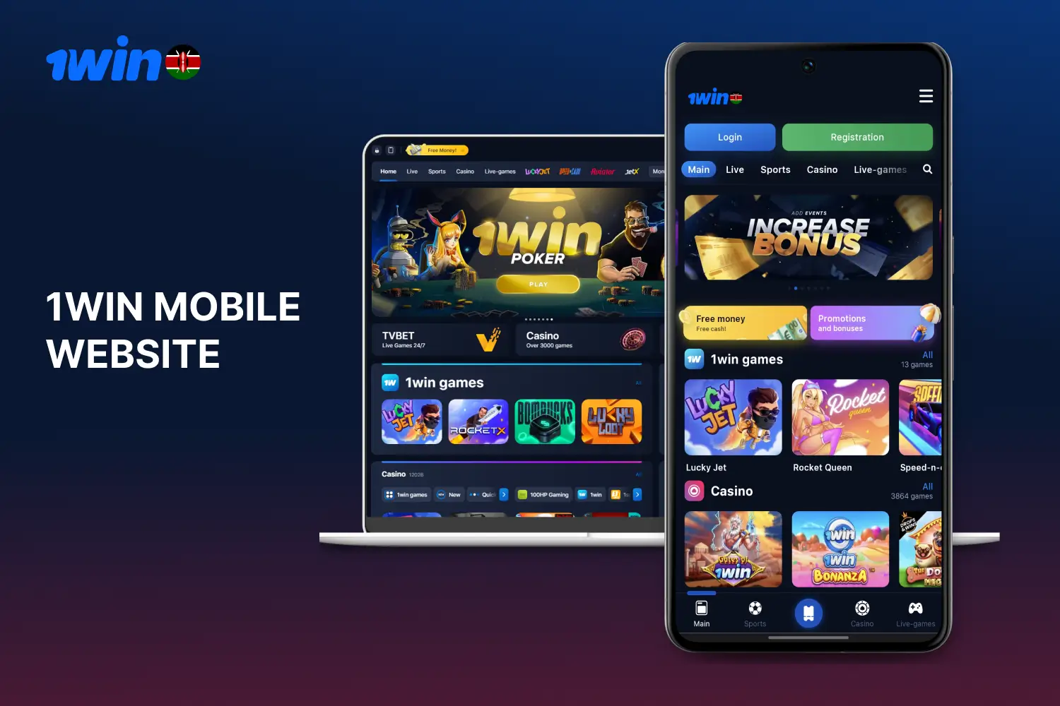 Kenyan players can use the mobile version of the 1win website for betting and casino games