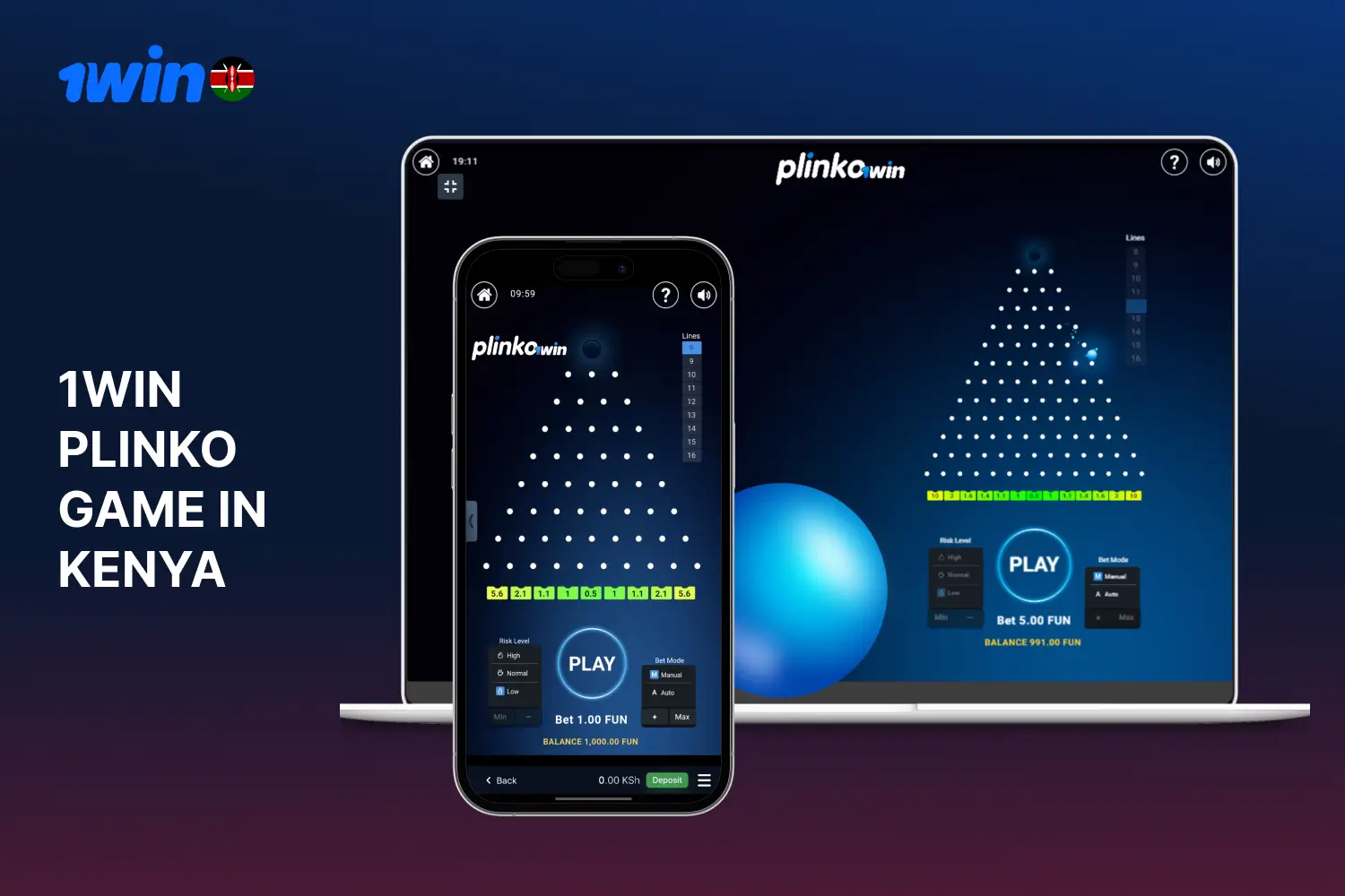 Popular game Plinko is available at 1win Kenya