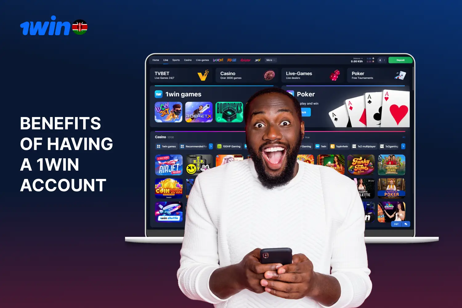 1win casino account provides many opportunities and benefits to gamblers in Kenya