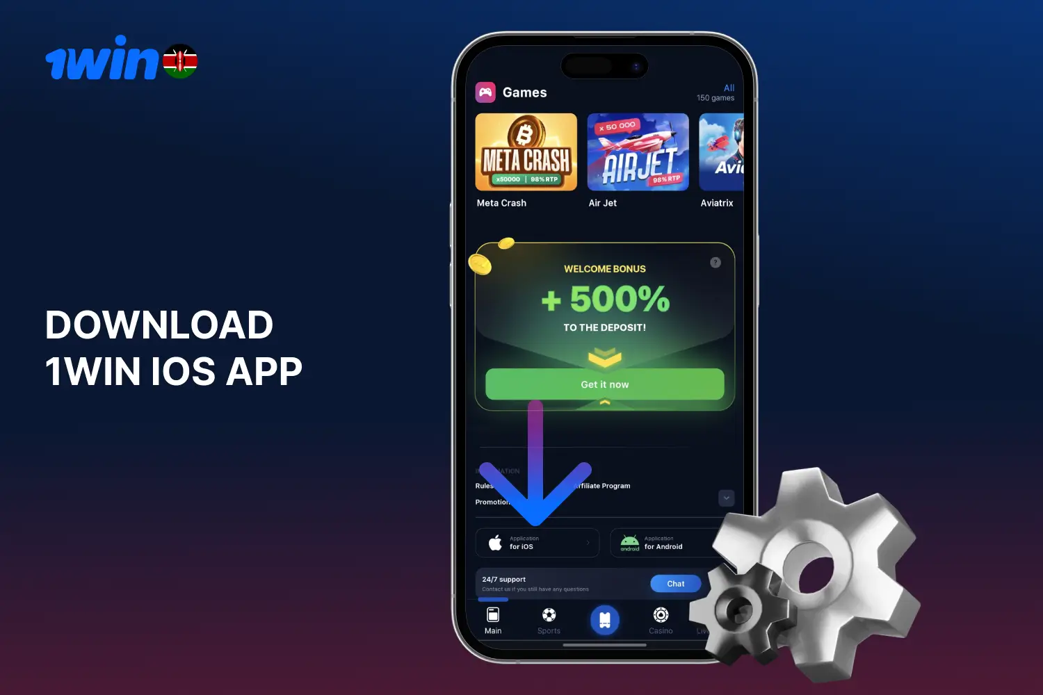 Kenyan bettors with iPhones and iPads need to follow a few simple steps to download the 1win mobile app for their devices
