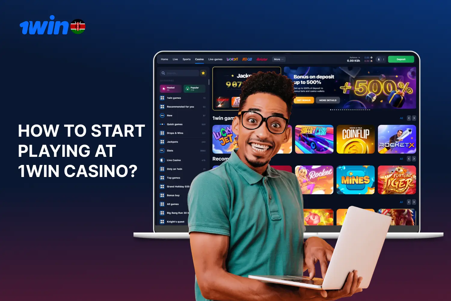 To start playing at 1win online casino users from Kenya need to make a few simple steps