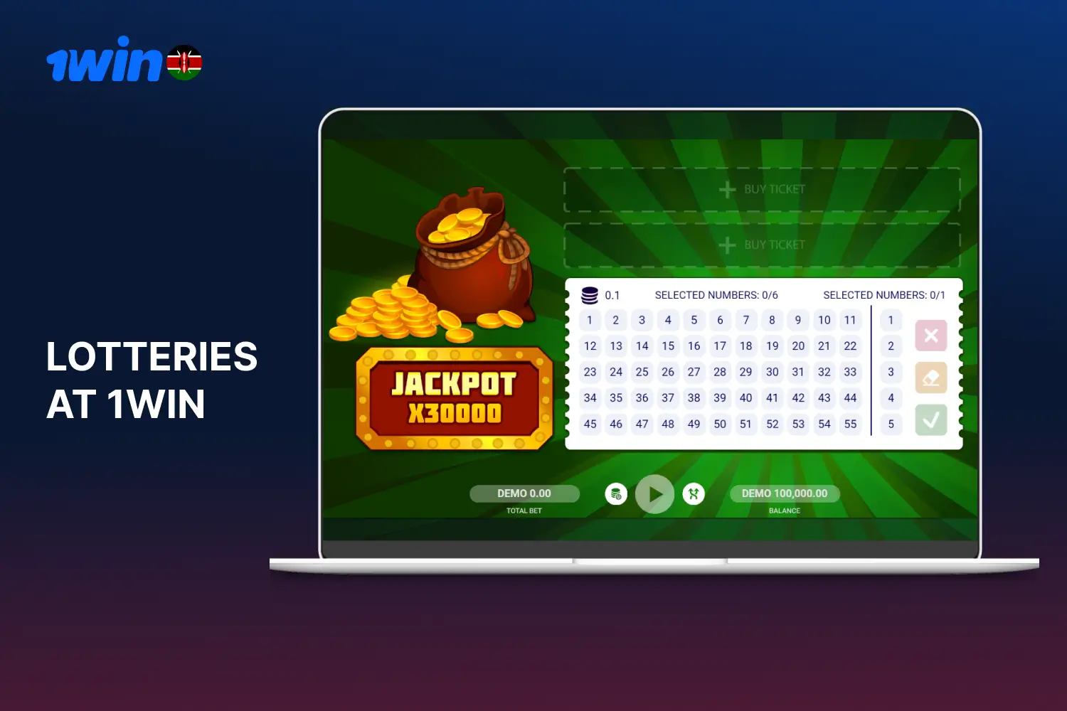 1win casino offers its users from Kenya to play various lottery options such as keno, bingo and scratch cards