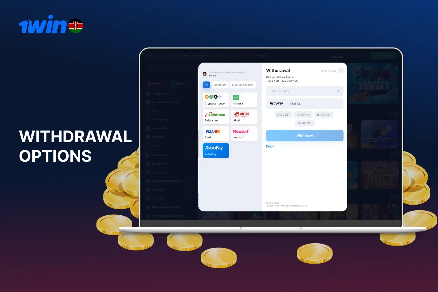 1win provides various withdrawal options for the convenience of users in Kenya