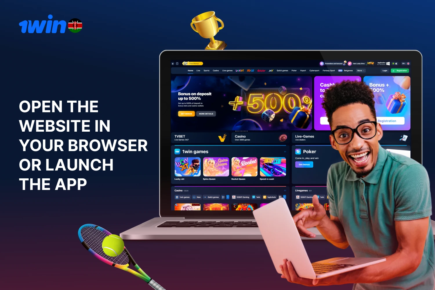 To place a bet, open the website in your browser or launch the 1win Kenya app