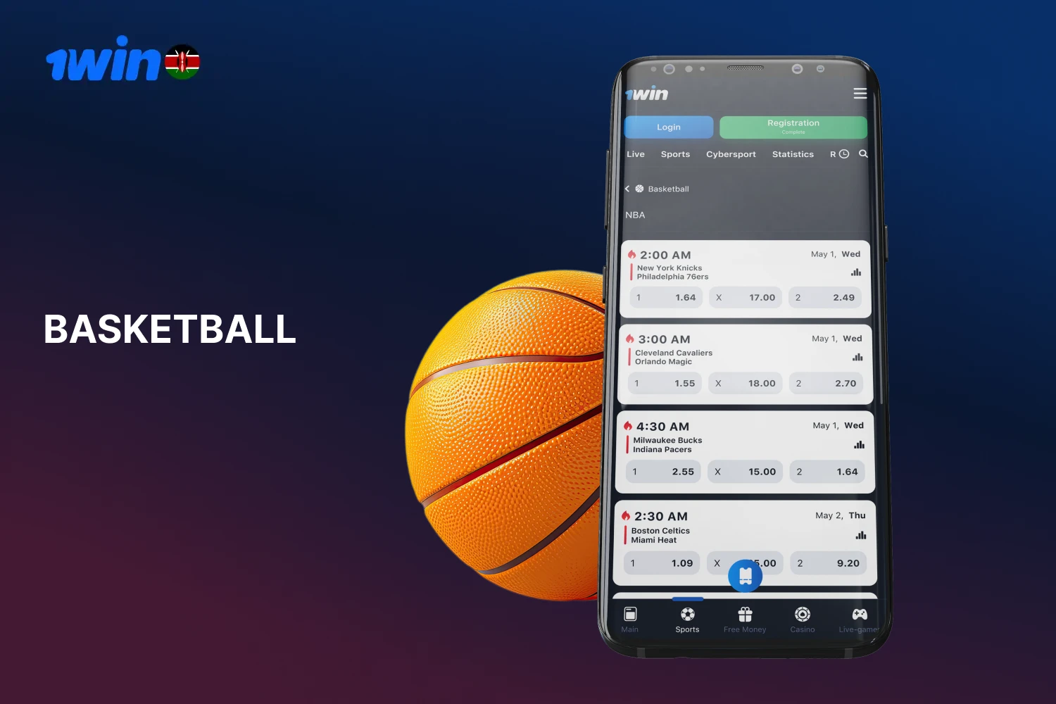 Players from Kenya can find over 70 basketball match events on the 1win website