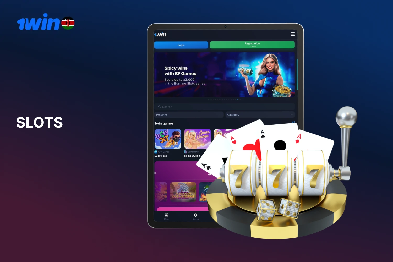 The slots page features over 11,000 slots available to play at 1win Kenya