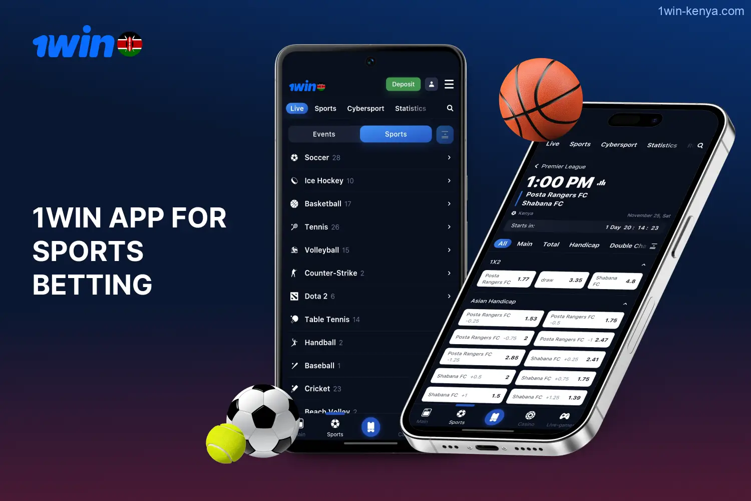 On the 1win mobile app, Kenyan bettors can bet on popular sports disciplines including cybersports