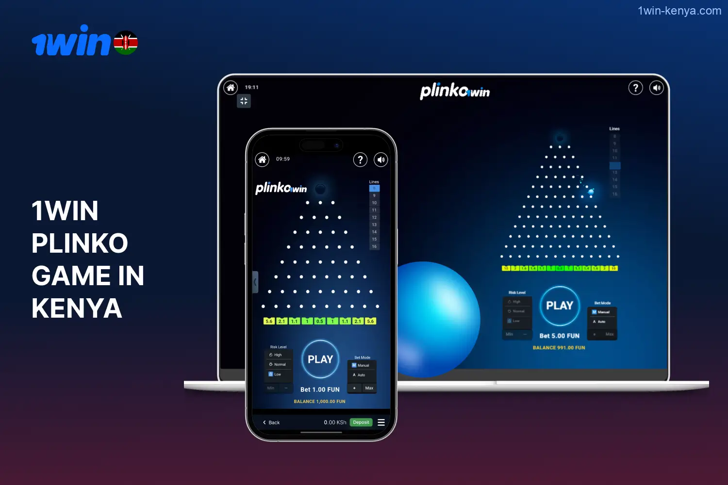 Popular game Plinko is available at 1win Kenya