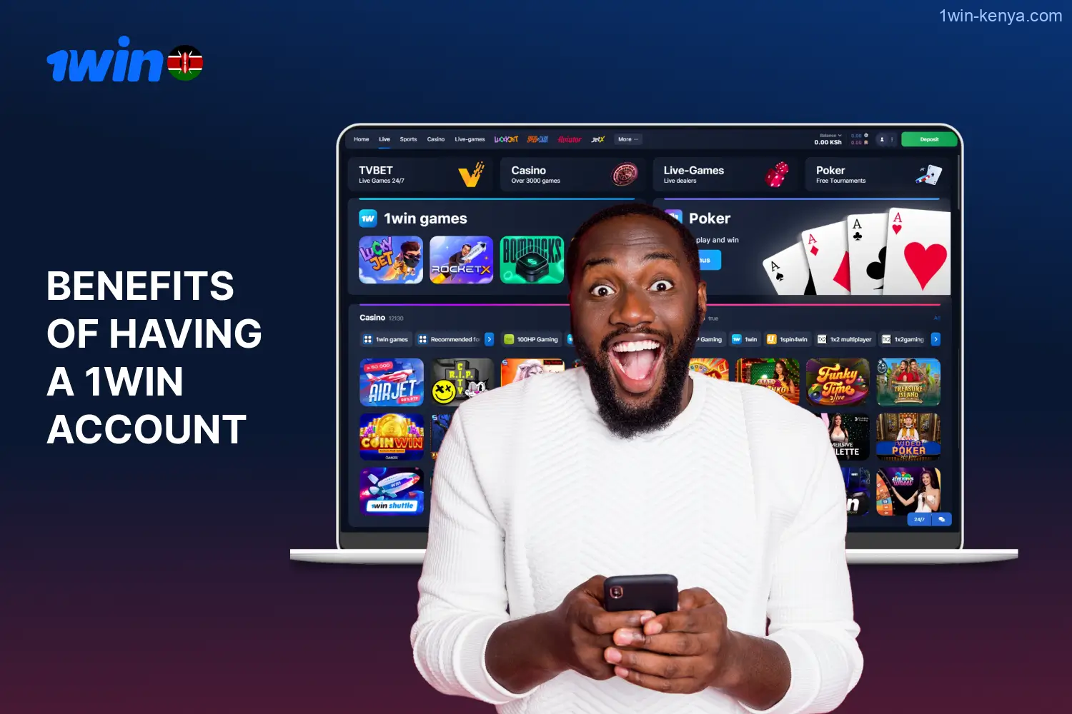 1win casino account provides many opportunities and benefits to gamblers in Kenya