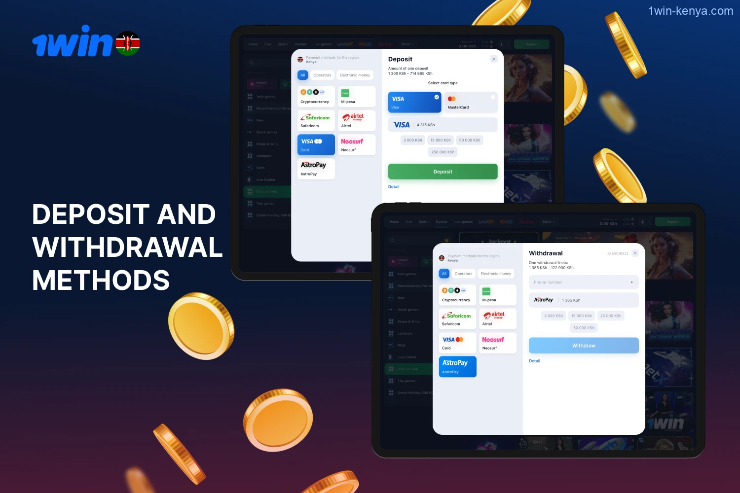 1 win offers players from Kenya to use the best payment methods