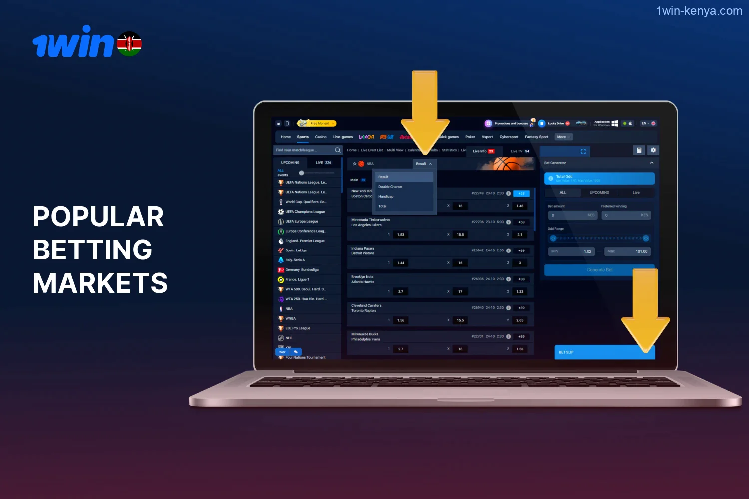 1win Kenya bookmaker provides a wide selection of betting markets