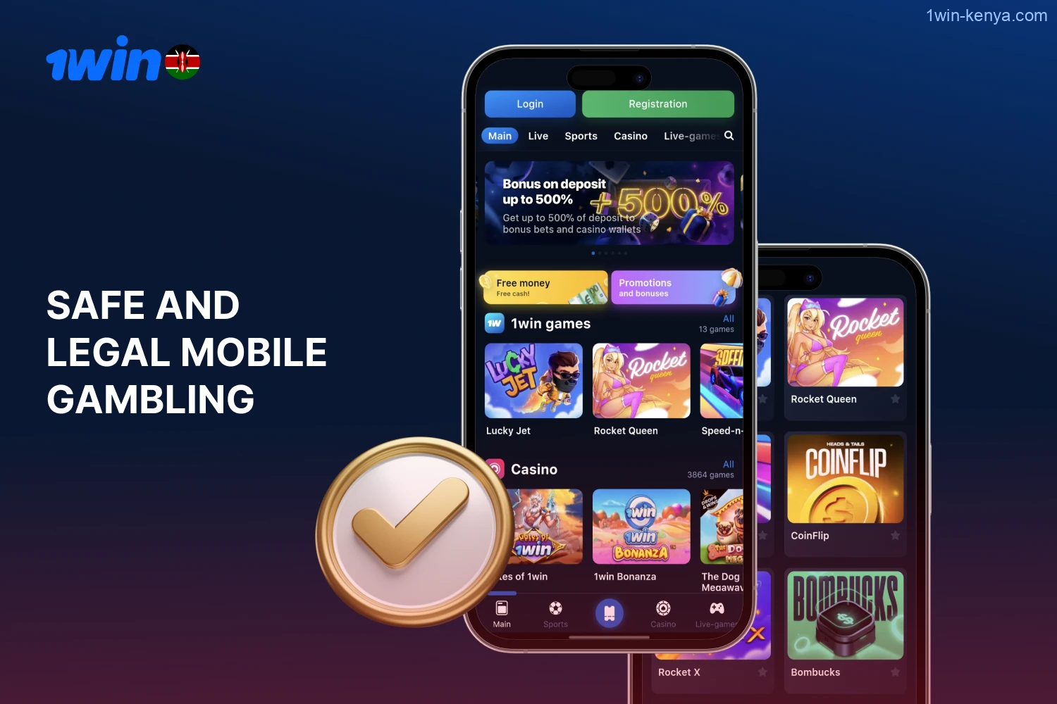 The 1win bet app provides only safe and legal mobile gambling to users from Kenya