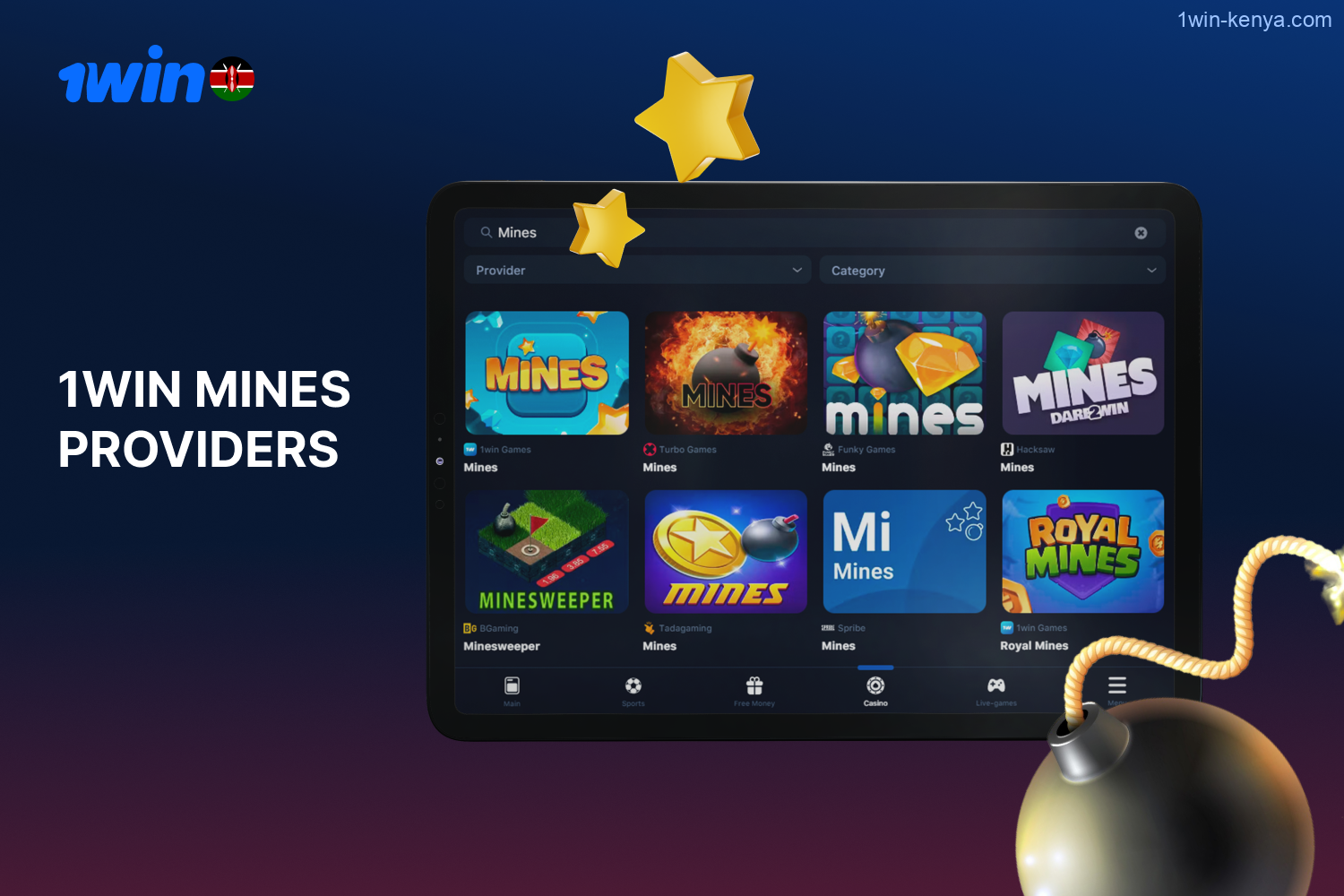 Players from Kenya will find more than 20 Mines games on the 1win website